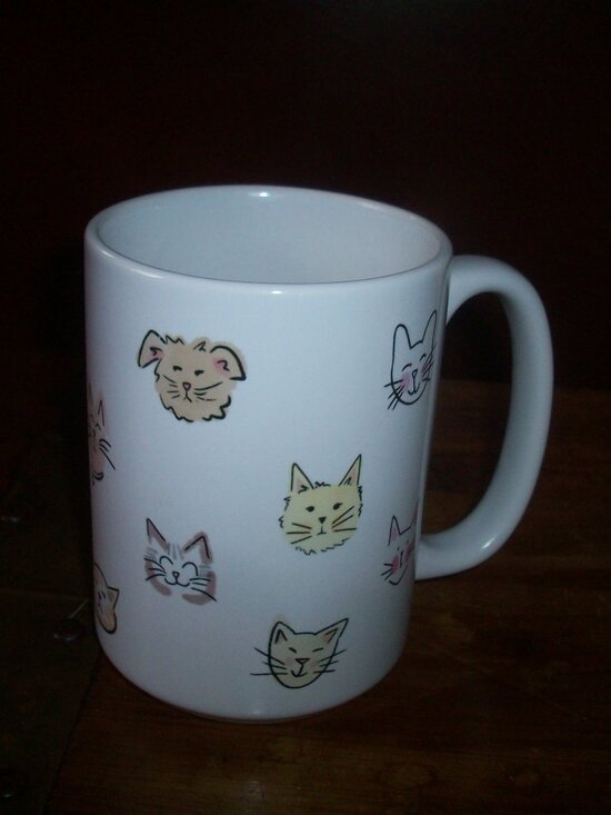 PET Faces White Large Mug  Dogs Kitty Cats Dog Cat Large Coffee Cup  5" Tall - Picture 1 of 5